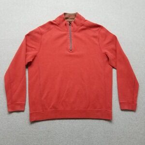 Tommy Bahama Sweater Mens Medium Red Pullover Mock‎ Neck Zip
